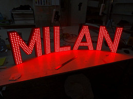 Объемные световые буквы с открытыми светодиодами MILAN