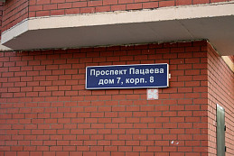 Объемный световой домовой знак "Проспект Пацаева"