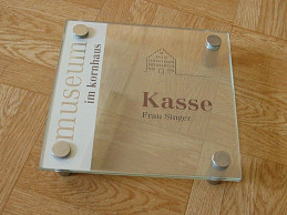 Стеклянная табличка "Kasse"