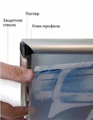 Рекламная тонкая световая панель фреймлайт А0 + с клик профилем